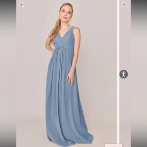 Revelry Zoe Chiffon Blue Ruched Sweetheart Gown Size 4